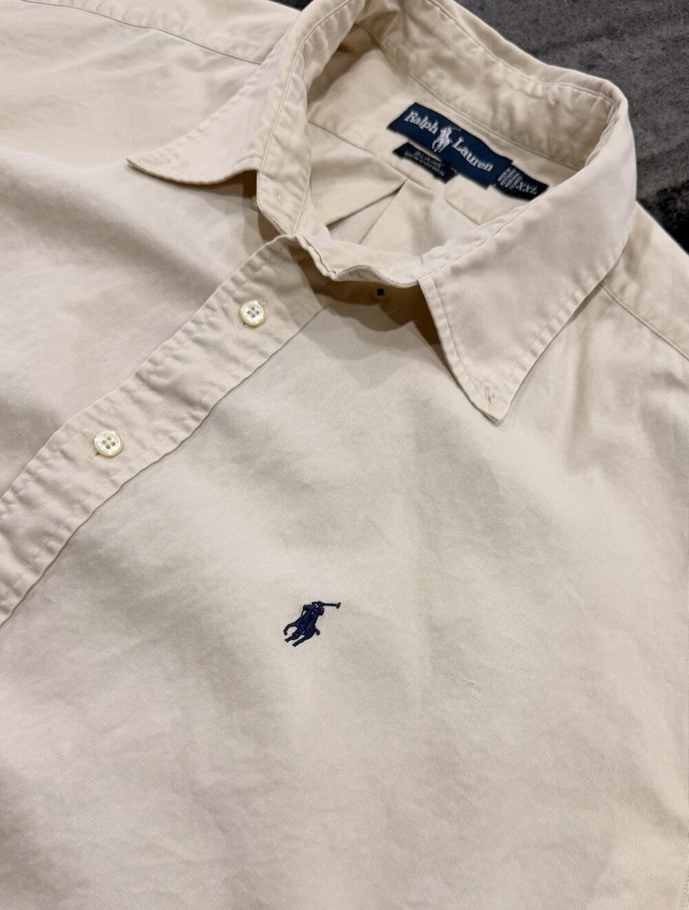 Polo Ralph Lauren Blaire Shirt Men’s XXL Beige Button Front Cotton